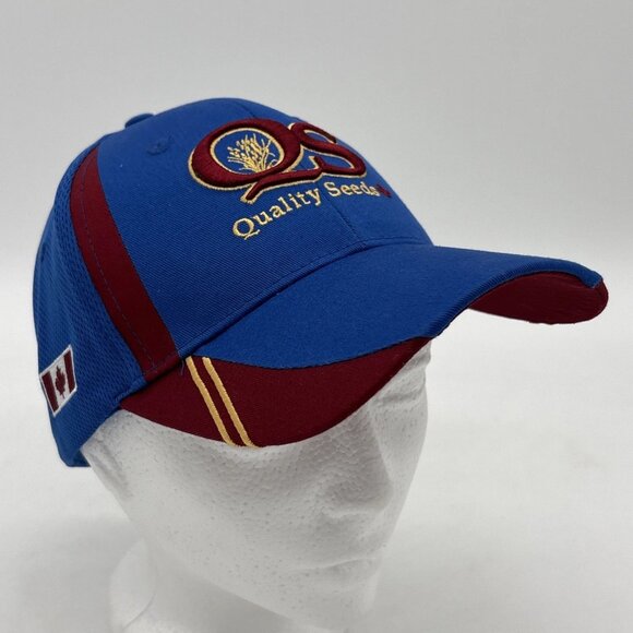 Quality Seeds Hat Cap Adjustable Blue Burgundy 100% Cotton Mesh Back One Size - Picture 1 of 7